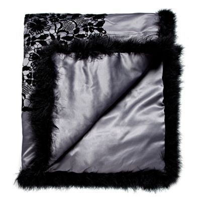 Black velvet lace patterned runner
