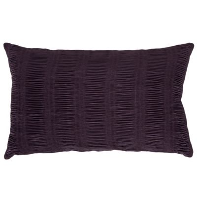 Plum ruched satin cushion