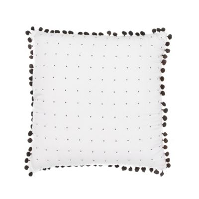 Designer white spotted pom pom cushion                                                                                          