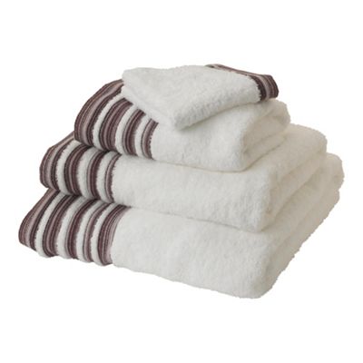 Plum woven multi striped towels                                                                                                 