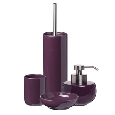 Plum gloss bathroom accessories