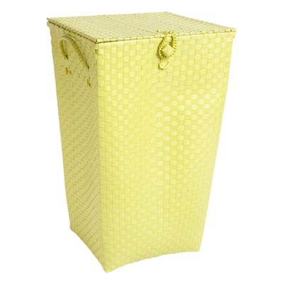 Light yellow linen laundry bin