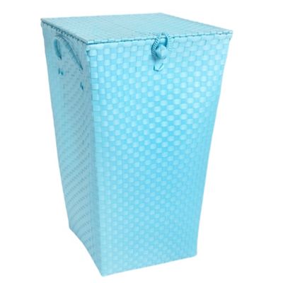 Light turquoise linen laundry bin