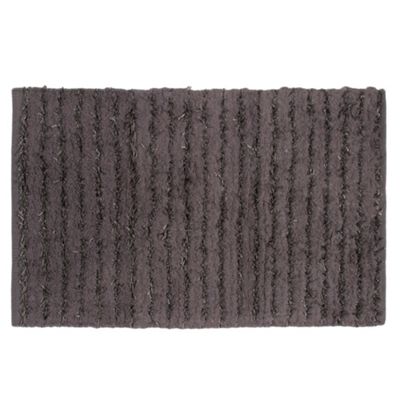 Dark grey textured stripe bath mat