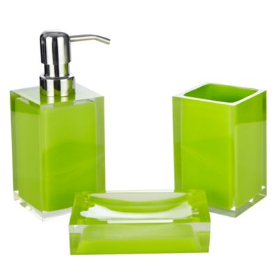 Bright green bathroom accessories