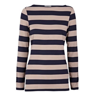 Oasis Black stripe boatneck long sleeve t-shirt