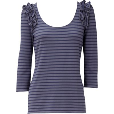 Oasis Striped ruffle sleeve t-shirt