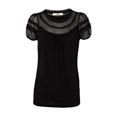 Oasis Black spot mesh pintuck blouse