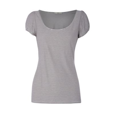 Light grey stripe scoop neck t-shirt