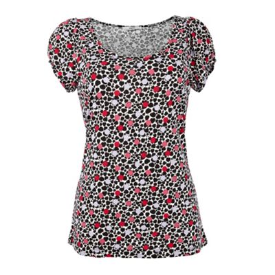 Spot Leaf Print Scoop Neck T-Shirt