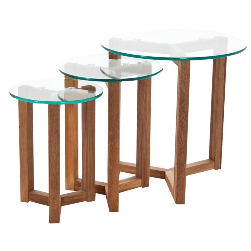 Debenhams - Oak And Glass 'Tokyo' Nest Of 3 Tables Review