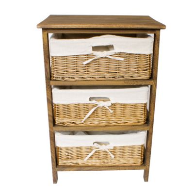 Brown Wood and Willow three drawer chest - Was