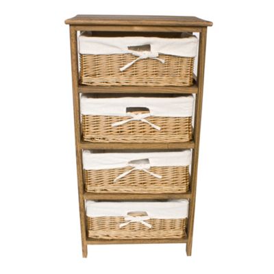 Brown Wood and Willow four drawer chest - Was