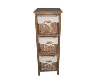 Wood and willow tall three drawer chest