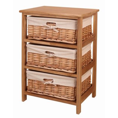 Debenhams Natural Wood and weave three drawer chest