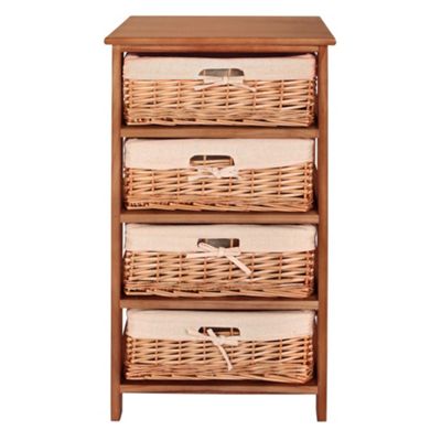 Debenhams Natural Wood and weave four drawer chest