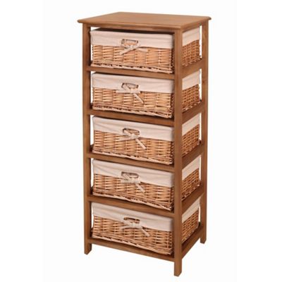 Debenhams Natural Wood and weave five drawer chest