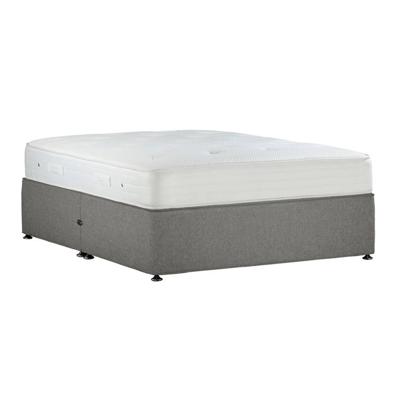 Debenhams - Light Grey 'Studio Pocket Memory' Flat Weave No Storage Divan Bed With Mattress Review