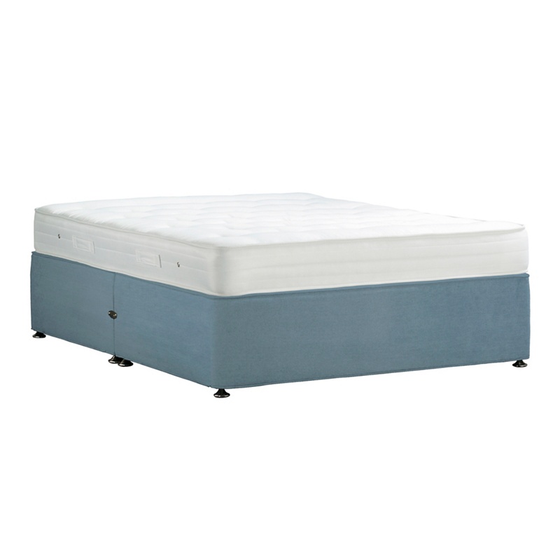 Debenhams - Light Blue 'Studio Basics' Plush Velvet No Storage Divan Bed With Mattress Review