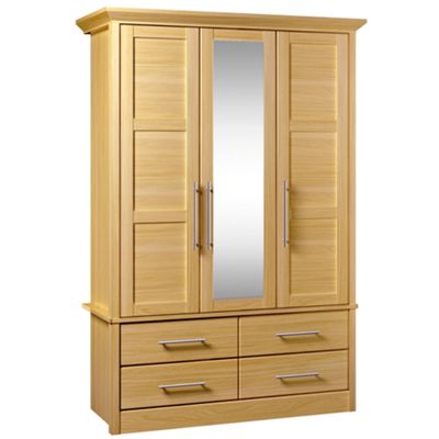 Oak finished Camara triple wardrobe with mirror