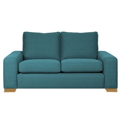 Teal Bailey upholstered sofa bed with wooden feet