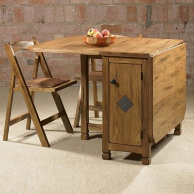 Distressed oak Bologna drop leaf dining table