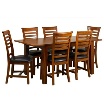 Solid 'Belize' small table & six chairs set