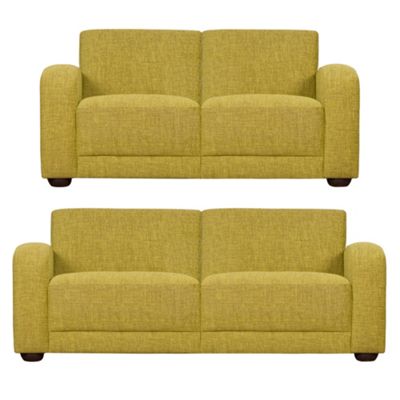 Lime large and medium Savoy sofa set with dark feet