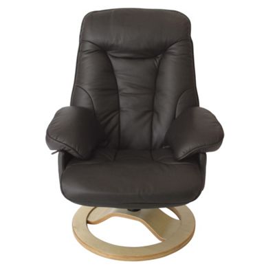 Chocolate leather Newbury recliner & footstool