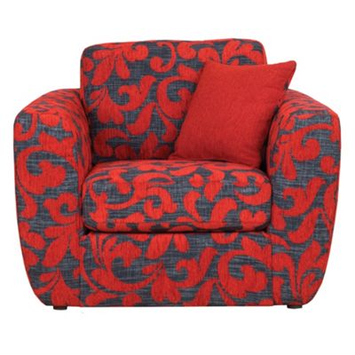 Patterned red carousel chair