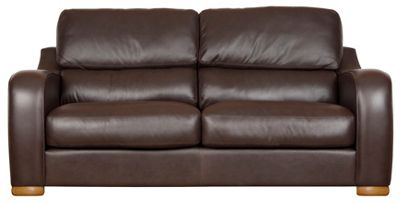 Chocolate large Berber leather sofa with light feet