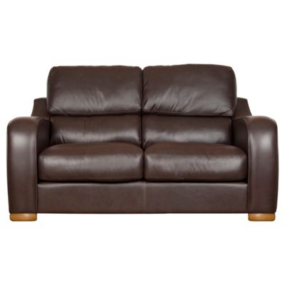 Chocolate medium Berber leather sofa with light feet