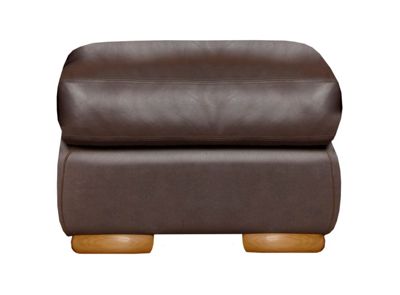 Chocolate Berber leather footstool with light feet