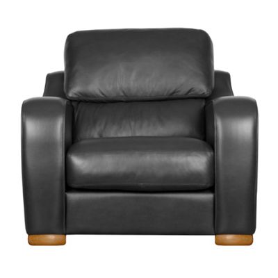 Black Berber leather armchair with light feet