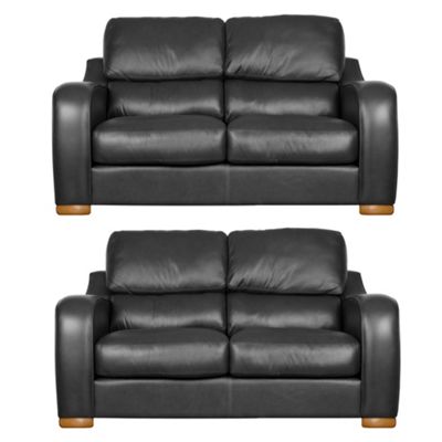 Black Berber two medium sofa set with light feet