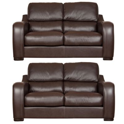 Chocolate Berber two medium sofa set with dark feet