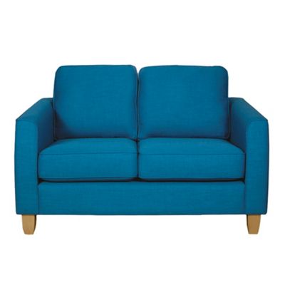 Teal Dante fabric small sofa with light feet