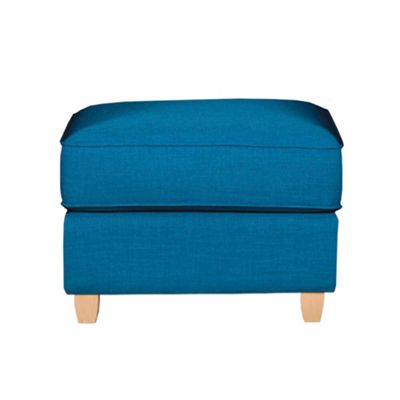 Teal Dante fabric footstool with light feet