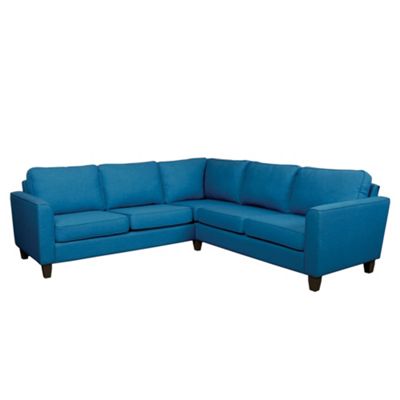 Teal Dante fabric corner sofa with dark feet