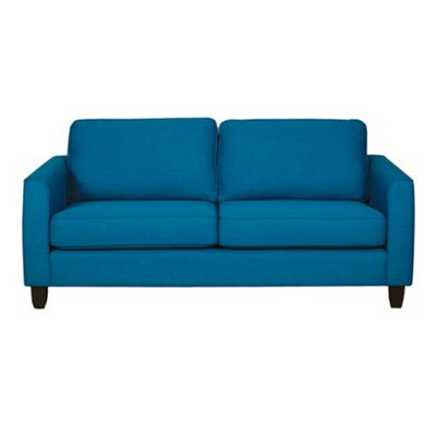 Teal Dante fabric large sofa with dark legs with dark feet