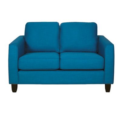 Teal Dante fabric small sofa with dark feet