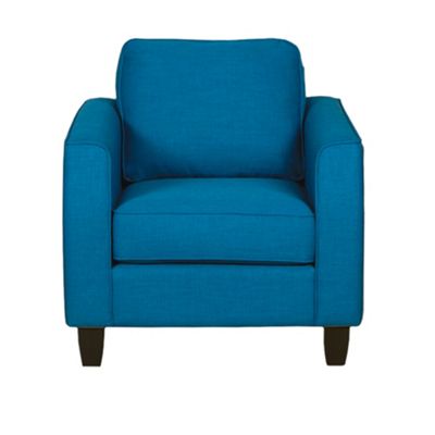 Teal Dante fabric chair with dark wood legs with dark feet