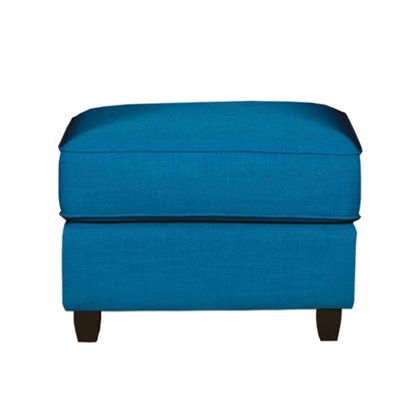 Teal Dante fabric footstool with dark feet