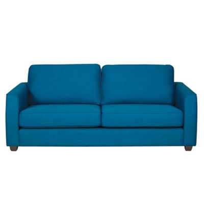 Teal Dante fabric sofa bed with dark feet