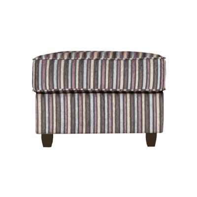 Camel Dante stripe fabric footstool with dark legs