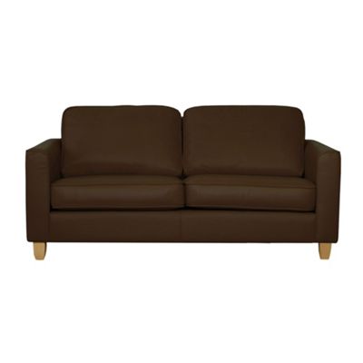 Brown Dante large leather sofa with light feet