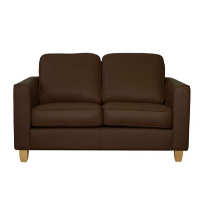 Brown Dante small leather sofa with light feet