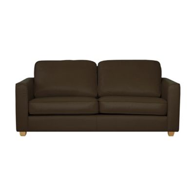 Debenhams Brown Dante leather sofa bed with light feet