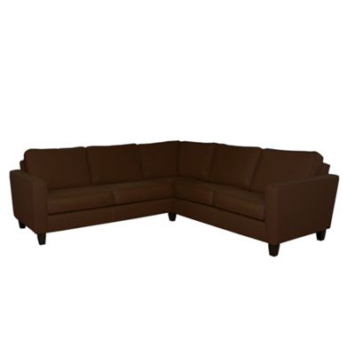 Brown Dante leather corner sofa with dark feet