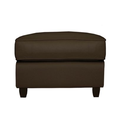 Brown 'Dante' leather foot stool with dark feet